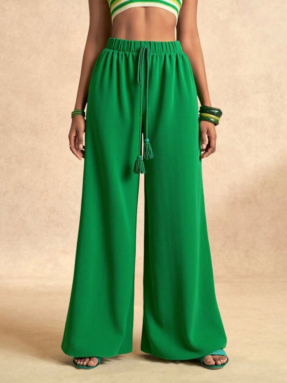 Multicolor Casual Women's Geometric Print Palazzo Pants - Picture 6 of 7